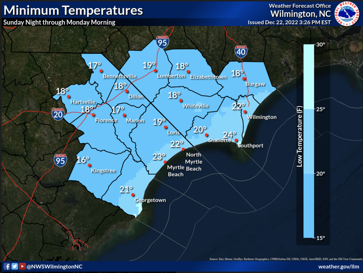 A forecast for Northeast SC and Southeast NC Sunday night into Monday morning.