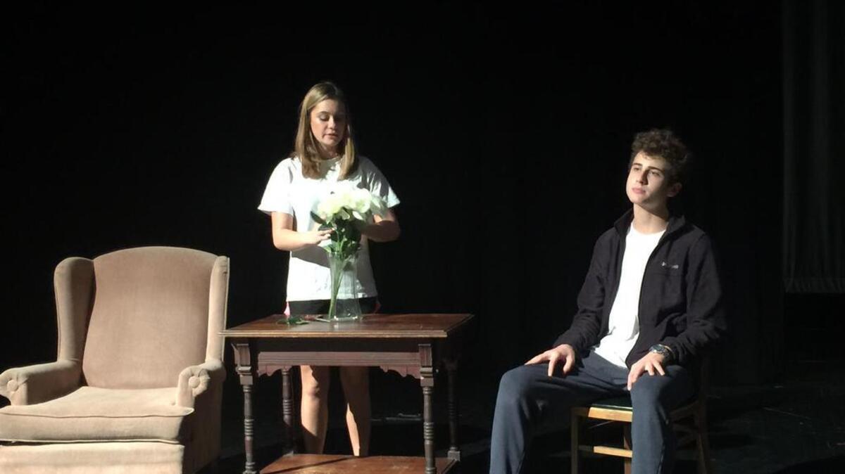 Chyan McDonald, portraying Daisy, and Chip Hawver (Boolie), rehearse a scene from “Driving Miss Daisy,” for which the final performance is 3:30 p.m. Sunday, at Carolina Forest High School, 700 Gardner Lacy Road, off U.S. 501.