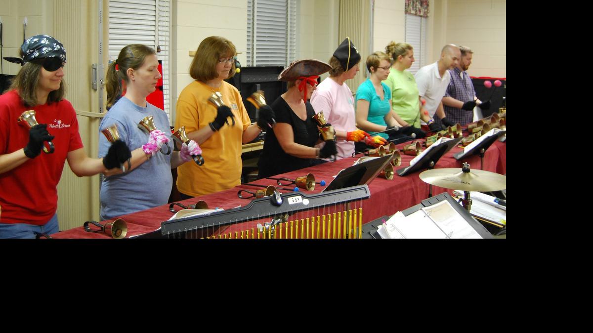 
Perhaps with a touch of music from “Pirates of the Caribbean” in mind, ringers in Palmetto Bronze rehearse May 3 at their home base in Summerville. The ensemble will perform “Movie Magic” at 7:30 p.m. Friday at Church of the Resurrection, on U.S. 17 Bypass, west of Surfside Beach.

