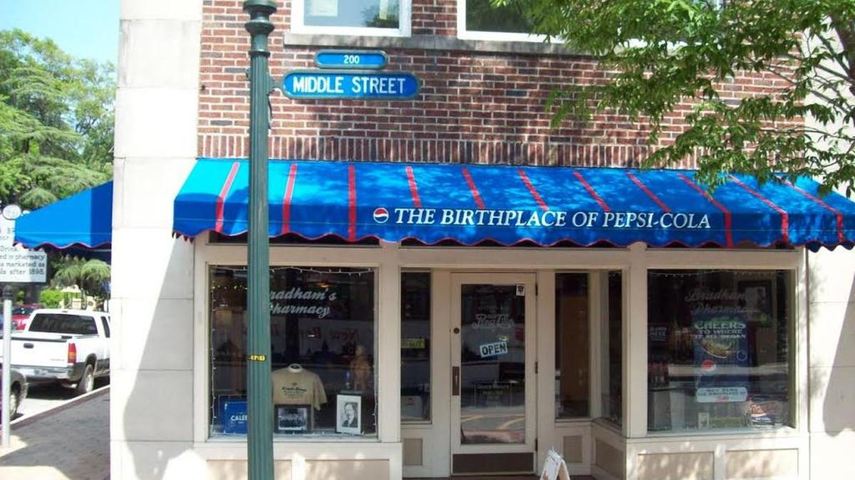 Stop by Middle and Pollack streets in downtown New Bern, N.C., for The Pepsi Store – The Birthplace of Pepsi-Cola, where Caleb Bradham – a pharmacist and University of North Carolina alumnus – invented and began selling the cola in the late 1890s, first known as “Brad’s Drink.”