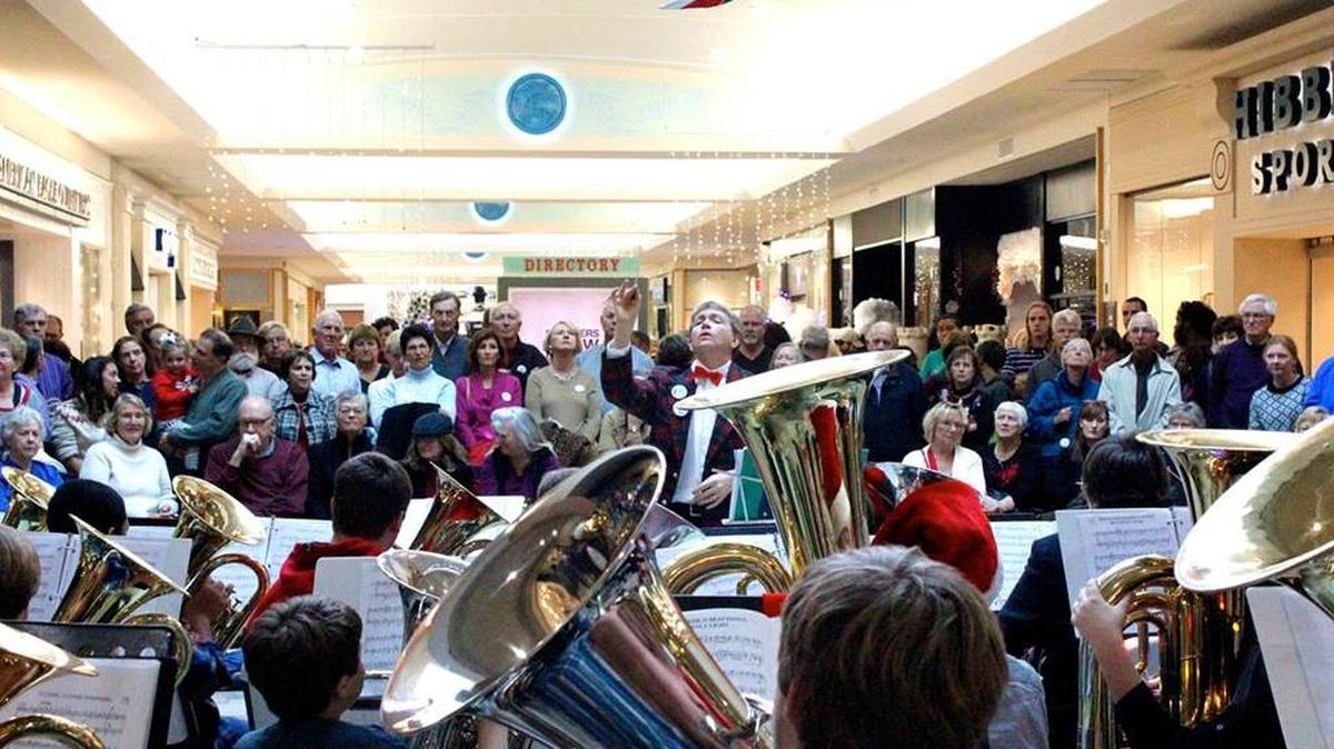Daniel Johnson, principal tuba player for Long Bay Symphony, conducts a previous yuletide tuba concert inside a mall. Two “Myrtle Beach Tuba Carols” performances at free to see on Sunday: 3:30 p.m. in North Myrtle Beach Community Band’s Christmas concert, at North Myrtle Beach’s J. Bryan Floyd Community Center; and 6 p.m. at Myrtle Beach Mall, on U.S. 17 at S.C. 22, near Briarcliffe Acres.