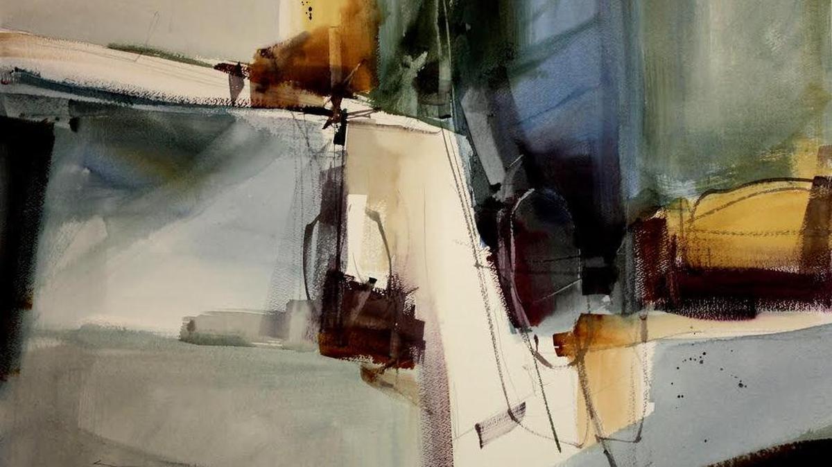 This photo shows “Cruisin,” a watercolor on paper from “Sterling Edwards: Intuitive Experience,” with abstract watercolors and acrylics, through July 30 at Sunset River Marketplace, 10283 Beach Drive S.W. (N.C. 179), Calabash, open 10 a.m.-5 p.m. Mondays-Saturdays. Details at 910-575-5999 or www.sunsetrivermarketplace.com.