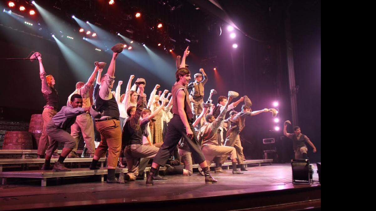 
Students from Carolina Forest High School perform a number from the show “Newsies” at the 2014 “Waves of the Future” event at the Calvin Gilmore Theater in Myrtle Beach.

