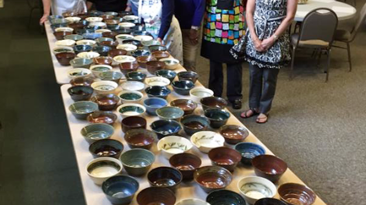 This photo from the 2015 “Bountiful Bowls” Soup Dinner shows the style of bowls in which diners at the 2016 event, 5-7 p.m. Wednesday at Little River United Methodist Church, 1629 U.S. 17 N., will receive their homemade soup to eat, then take home as art, all made and donated by Ardie Praetorius for this annual church benefit.