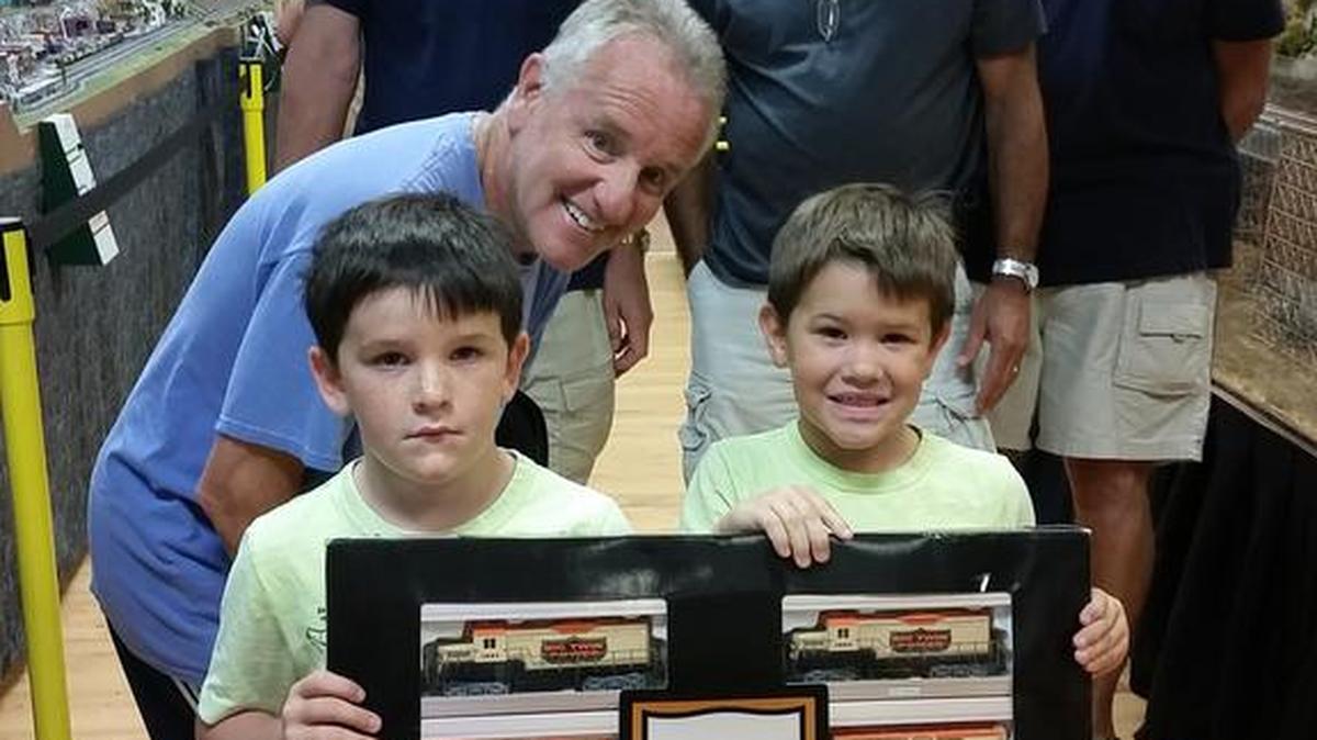 The Grand Strand Model Railroaders, established in 1986, welcomed its 200,000th visitors to its club site on Aug. 2: 6-year-old twin brothers Caden and Declan Folly, pictured with grandfather Dennis Cicero behind them, and club’s Peter Wheeler, Dick Spatafore and Charles Kucherer, president, standing behind the family. The boys were given a limited edition, HO Harley-Davidson train set. The club has several working model trains the public is welcome to enjoy, for free: 4-7 p.m. Mondays, noon-4 p.m. Wednesdays and 10 a.m.-5 p.m Saturdays in Myrtle Beach Mall, three doors from Bass Pro Shops, at U.S. 17 and S.C. 22, near Briarcliffe Acres. Details at 843-293-4386 or www.gsmrrc.org.