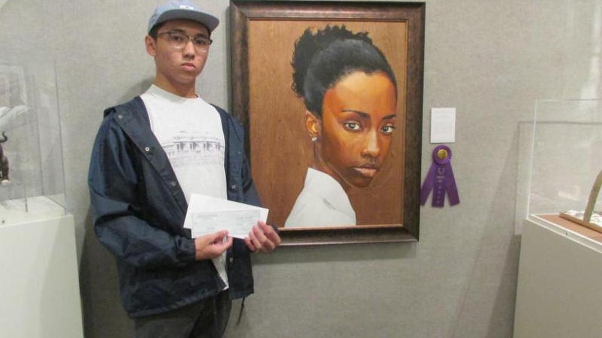 Timothy Hunter, from Horry County Schools’ Academy for the Arts, Science and Technology, stands by his oil painting, “Girl with Two Pearl Earrings,” judged best in show in the Horry-Georgetown High Schools’ 18th annual Juried Exhibition, among 80 works through May 21 at Franklin G. Burroughs-Simeon P. Chapin Art Museum, 3100 S. Ocean Blvd., Myrtle Beach. The site’s open 1-4 p.m. Sundays and 10 a.m.-4 p.m. Tuesdays-Saturdays, for free. Details at 843-238-2510 or myrtlebeachartmuseum.org.