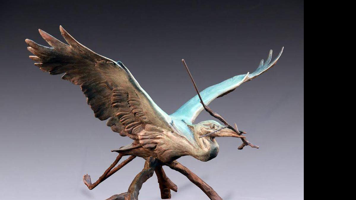 
This photo shows “Nesting Heron,” among the works in “The Power of Three,” an exhibit by three National Sculpture Society members, through Saturday at Cheryl Newby Gallery in Pawleys Island.
