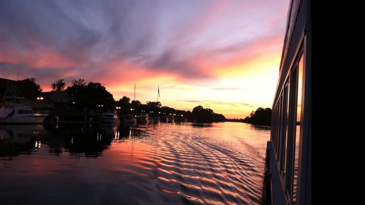 
Take in a sunset simmering with pastels during a cruise aboard the Barefoot Princess Riverboat on the Atlantic Intracoastal Waterway, from Barefoot Landing Marina in North Myrtle Beach.
