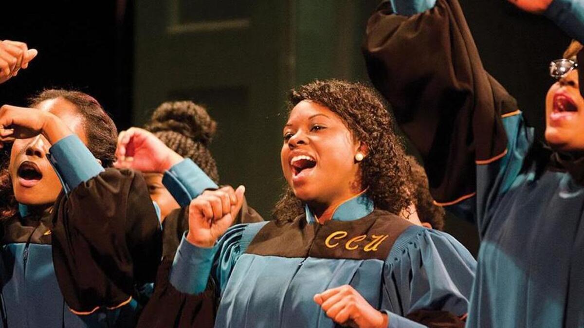 The annual Pat Singleton-Young “Gospel Sing Out” – with the Coastal Carolina University Inspirational Ambassadors, and a guest choir from Francis Marion University in Florence – will soar in voice at 4:30 p.m. Sunday in CCU’s Wheelwright Auditorium, off U.S. 501 in Conway. Free, with ticket: call 843-349-2787 (ARTS). Donations also appreciated for scholarship fund. More details at www.coastal.edu/culturalarts.