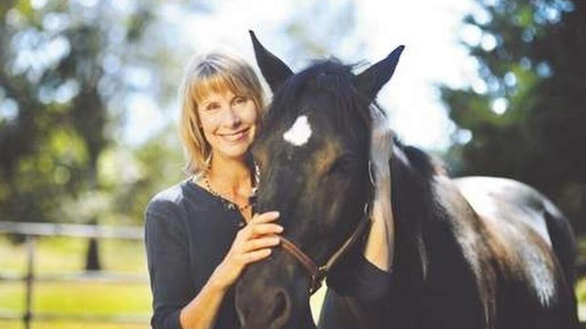 
In this October 2013 photo, Pam Stone poses with her horse Solo on her farm in Campobello.
