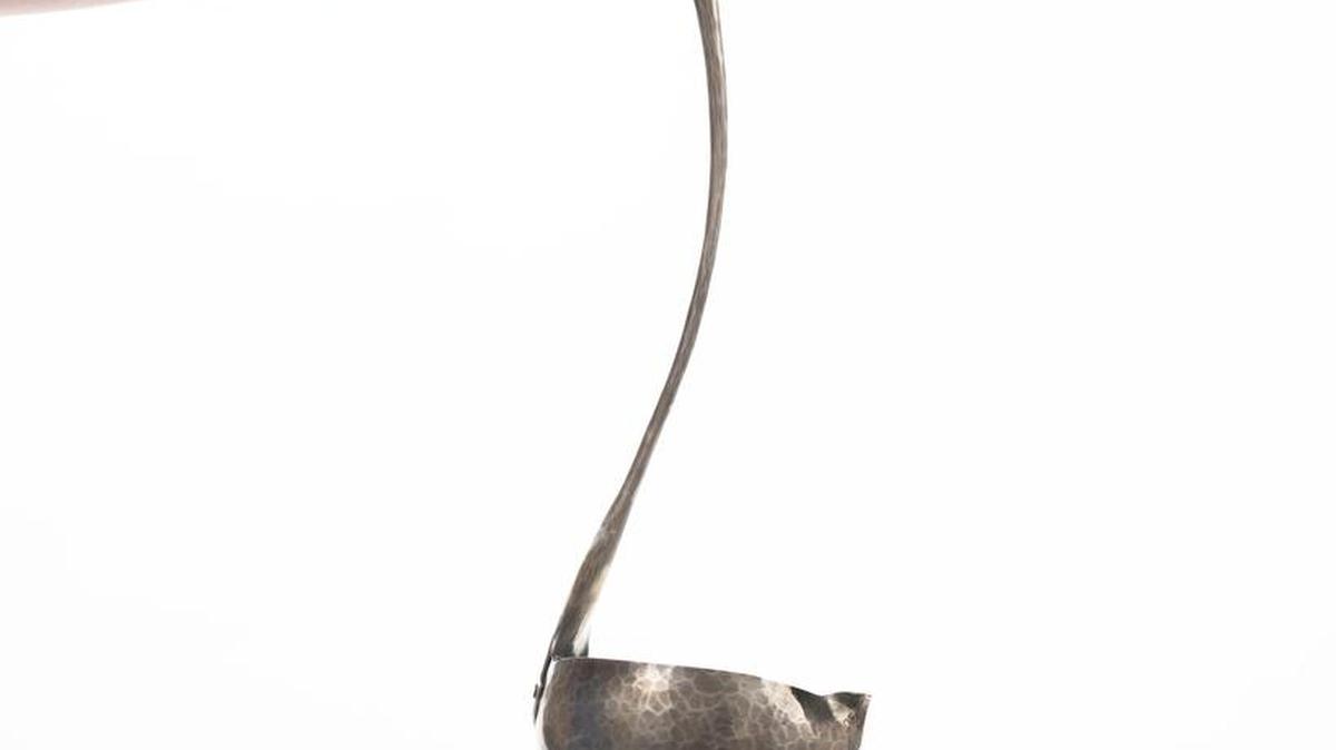 This photo shows “Clabber Ladle,” made of sterling silver, part of the “Logan Woodle: Blessed Burdens,” an exhibit of 19 metal and wood sculptures through Dec. 30 at the Franklin G. Burroughs-Simeon B. Chapin Art Museum, 3100 S. Ocean Blvd., Myrtle Beach, open 10 a.m.-4 p.m. Tuesdays-Saturdays and 1-4 p.m. Sundays, with free admission. Details at 843-238-2510 or myrtlebeachartmuseum.org.