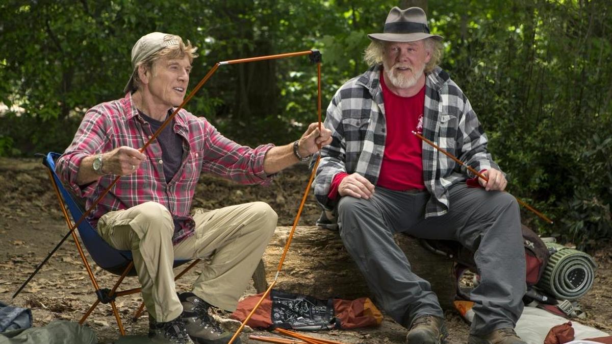 
This photo provided by Broad Green Pictures shows Robert Redford (left) as Bill Bryson and Nick Nolte as Stephen Katz taking in the view along the Appalachian Trail in the film “A Walk in the Woods.”
