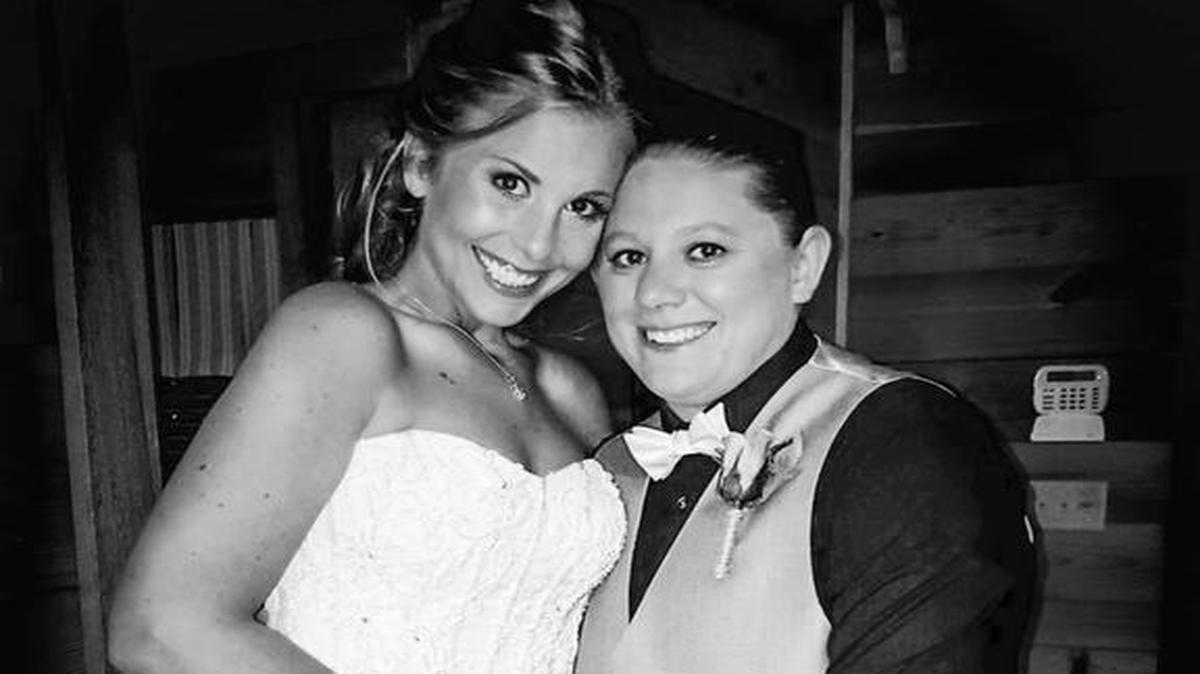 Jade Pike and Nicole Gasque on their wedding day. Courtesy photo.