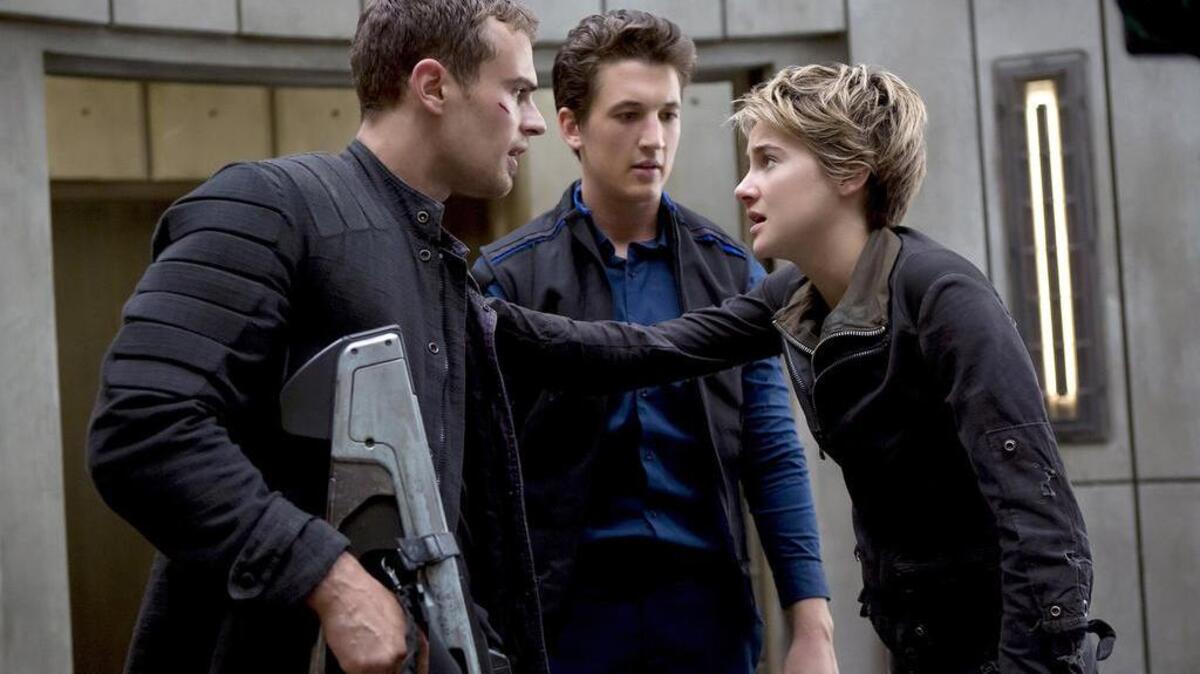 
Theo James, Miles Teller and Shailene Woodley, Miles Teller and Theo James in “Insurgent,” the second installment in the “Divergent” film saga.
