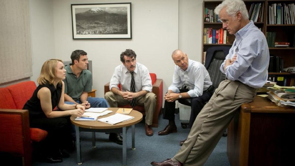 Michael Keaton, Mark Ruffalo, John Slattery and Rachel McAdams in “Spotlight.”