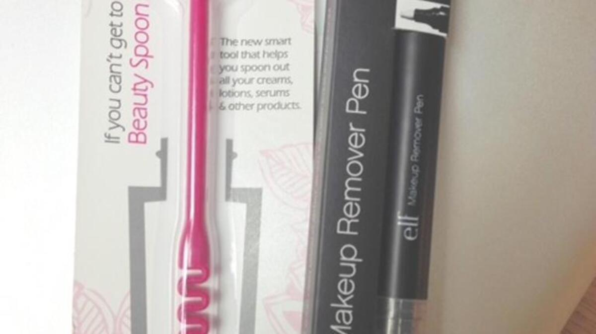 
Beauty Spoon and elf Makeup Remover Pen. Photo by Stephanie Bouzounis for The Surge.
