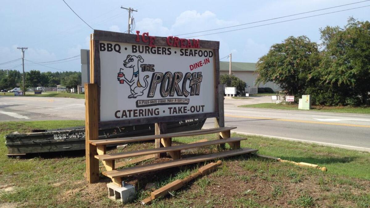 
A sign for The Porch in Socastee. Photo by Emily Smith for The Surge.
