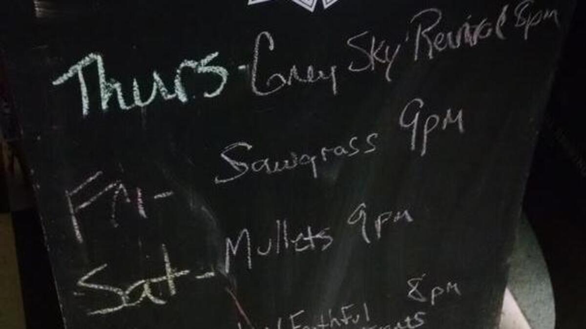 
The entertainment board at Pawleys Island Tavern in Pawleys Island. Photo by Kelly Fuller for The Surge.
