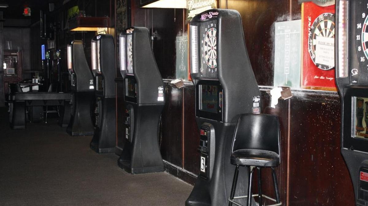 A line of dart machines at Magoo’s Sports & Spirits in Myrtle Beach. Photo by The Surge staff.