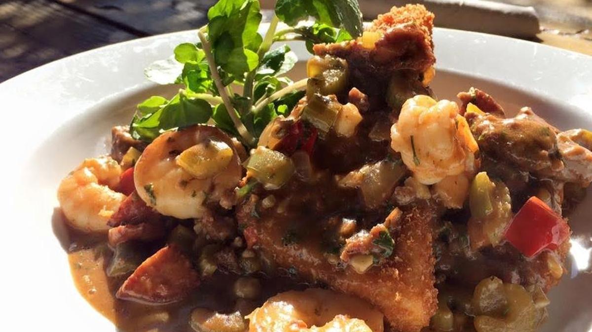Shrimp étouffée with fried grit cake at Rustic Table in Pawleys Island. Courtesy photo.