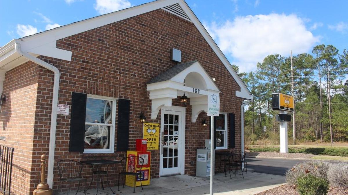 The exterior of Coffee Nerd in Conway. Photo by Emily Smith for The Surge.
