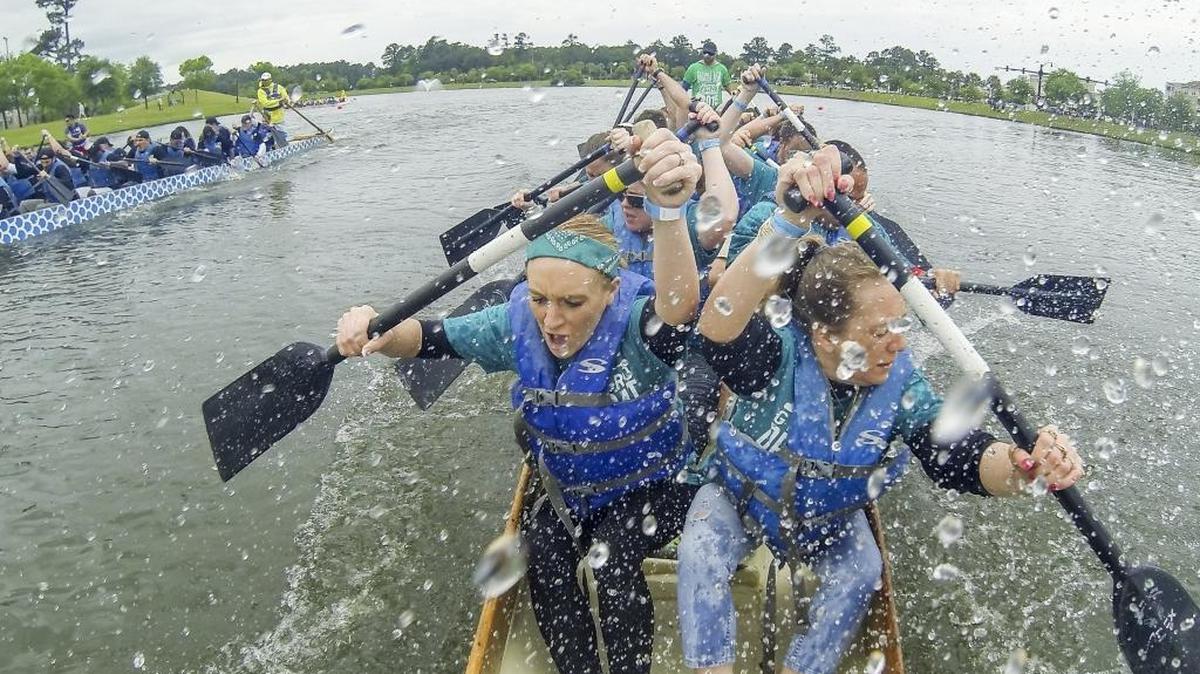 From the mounted camera on bow drummer Caleb Gamble with team Rolling Roosters, his team competes in the Ground Zero Dragon Boat Race. Forty-Nine, twenty person teams competed in the rain at the Ground Zero Dragon Boat races at The Market Common. Ground Zero is a Christian based 501(c)3 non-profit organization with the stated goal of "transforming teenager's lives through high-quality events, relevant school assembly speakers, and a cutting-edge venue that provides unparalleled entertainment in a safe environment."