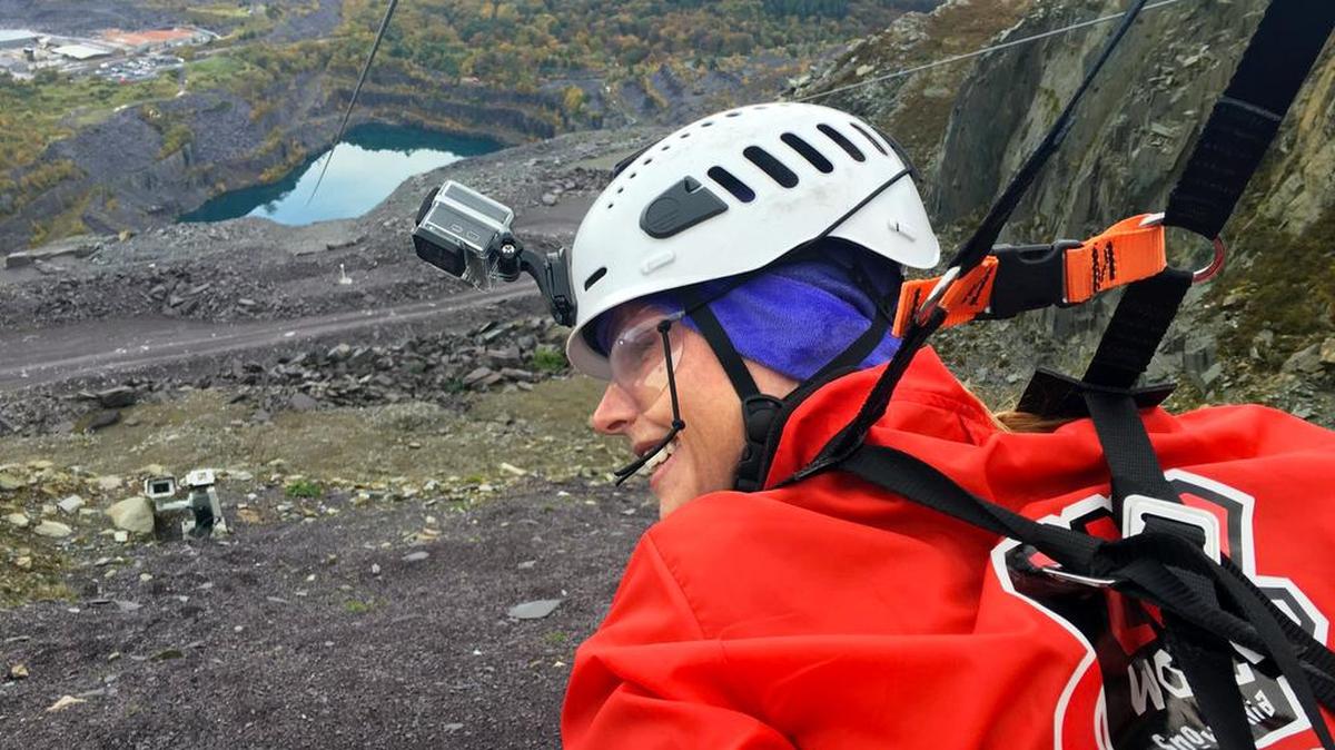 Darley Newman, Myrtle Beach childhood native, rides a zip line in Wales for “Travels with Darley,” the weekly series for which she is host and producer. The episode this Friday is “Wales: Isle of Anglesey & the Coast.” This second season’s programs premiere 7:30-8 p.m. Fridays through October on ETV across South Carolina (scetv.org) – including WHMC-TV 23 of Conway and WITV-TV 7 of Charleston. Details at www.travelswithdarley.com.