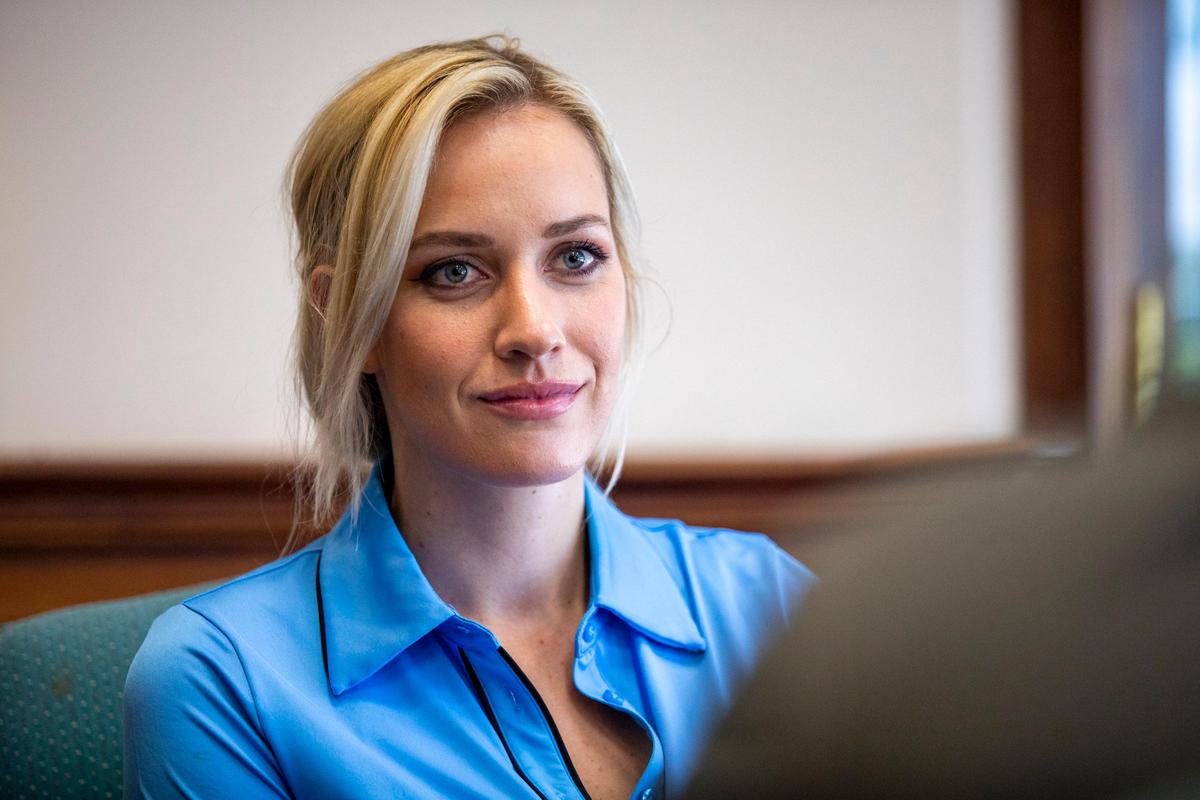 Paige Spiranac speaks with media at Myrtle Beach National Golf Course Monday afternoon.