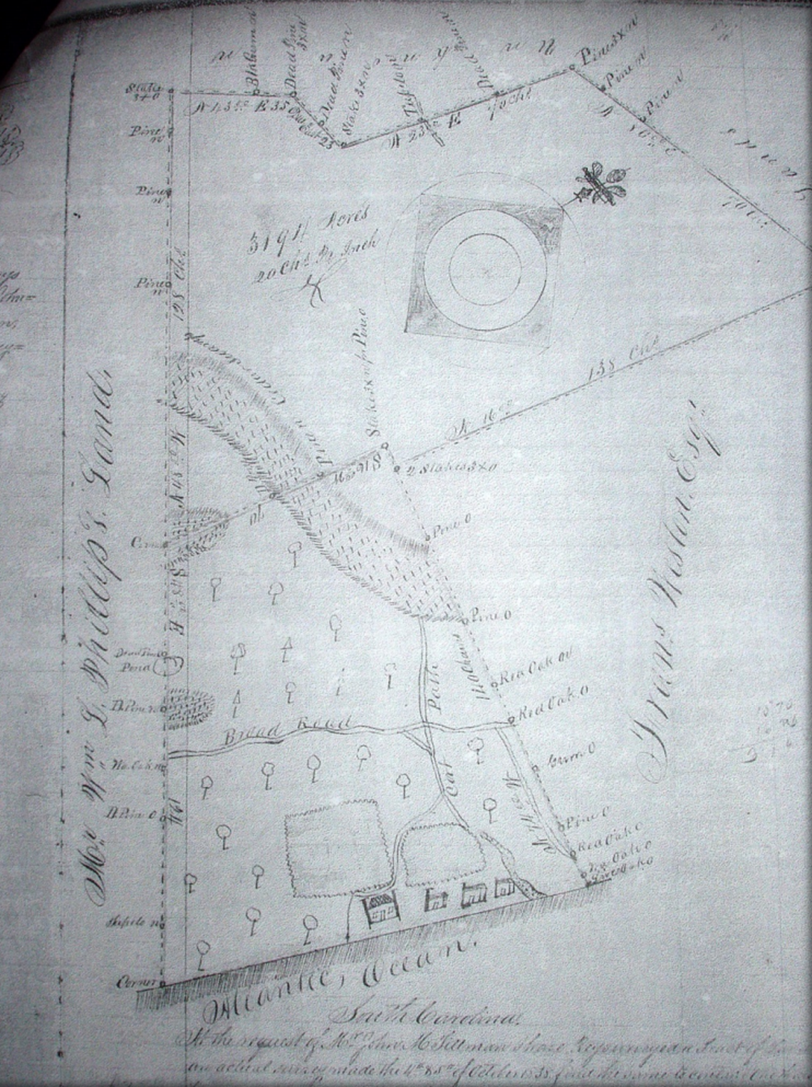 A map showing the Ark Plantation on Oct. 4-5, 1838.