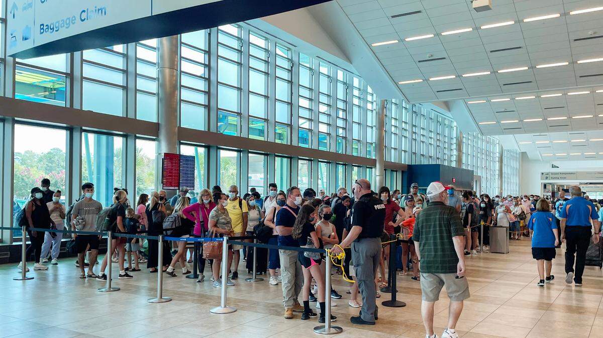 On Saturday, July 17, the line to get through security at Myrtle Beach International Airport stretched the entire length of the airport.