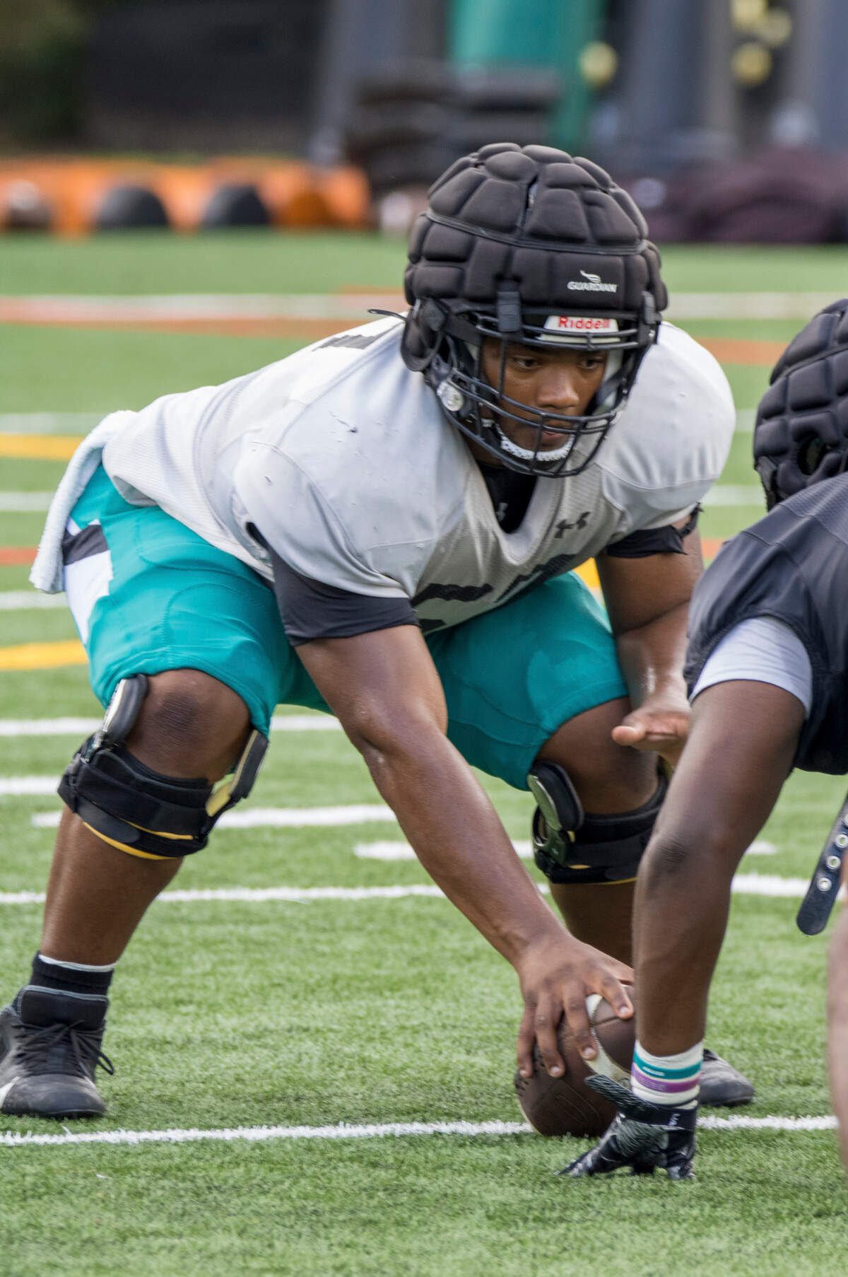 Willie Lampkin moves from guard to center this for Coastal Carolina. Aug. 22, 2022.