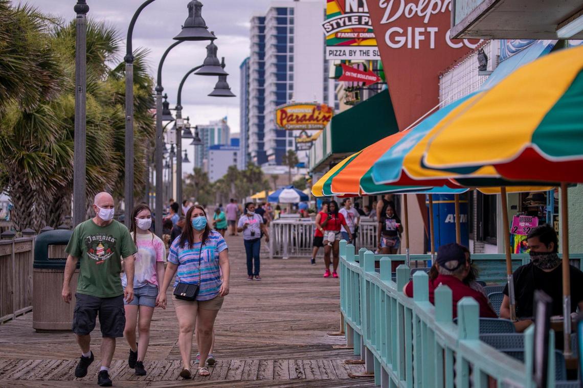 After a busy holiday weekend in which the City of Myrtle Beach enacted mask regulations to combat the coronavirus pandemic, Ocean Boulevard and area attractions were relatively quiet on Tuesday, July 7, 2020.