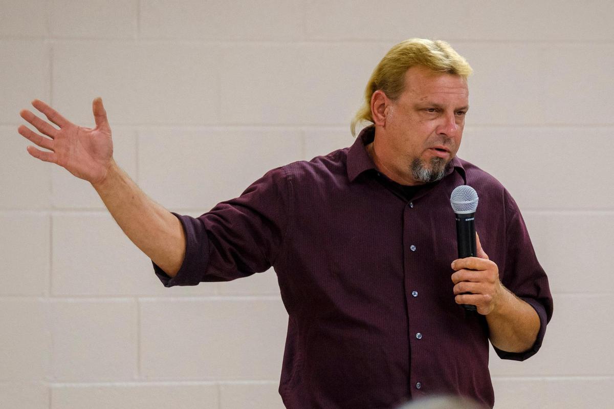 Myrtle Beach Mayoral candidate C.D. Rozsa speaks at a debate hosted by a group calling themselves “Patriots Reporting for Duty.” Myrtle Beach politicos held two competing election events at the same time in the Market Common area last night. Oct. 6, 2021.