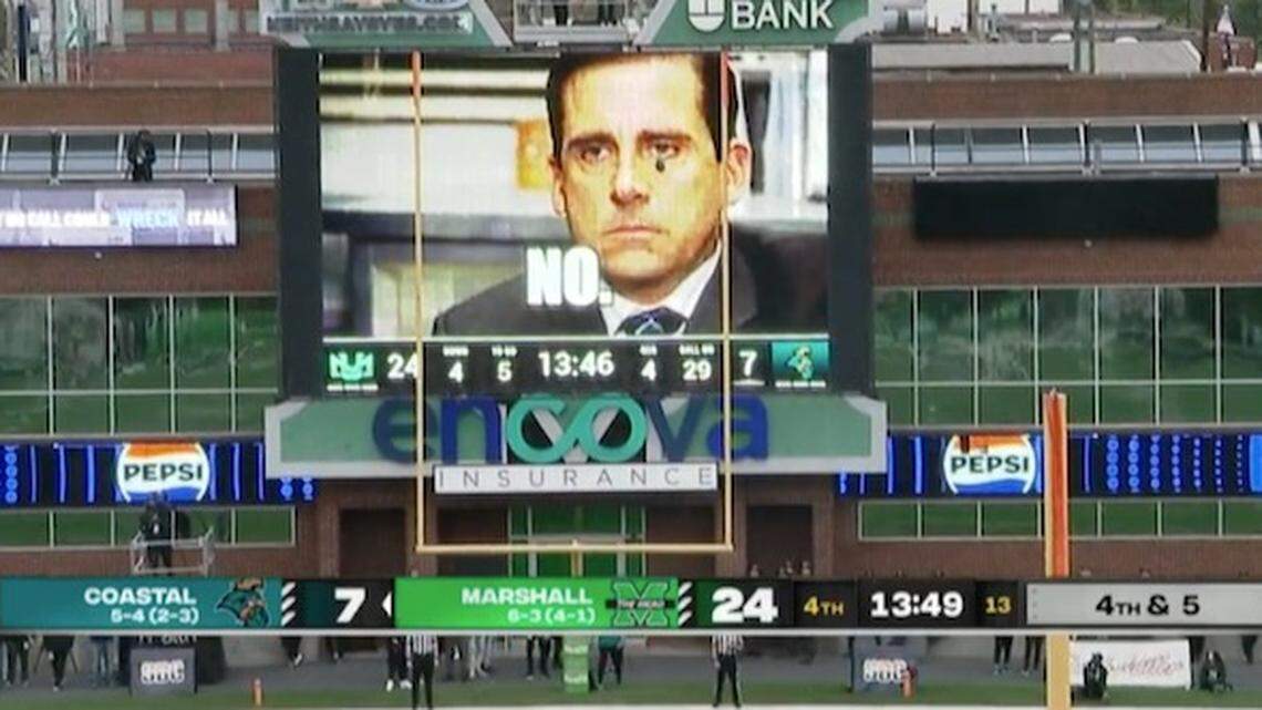 Marshall tried to distract Coastal Carolina with a meme from The Office. Did it work?
