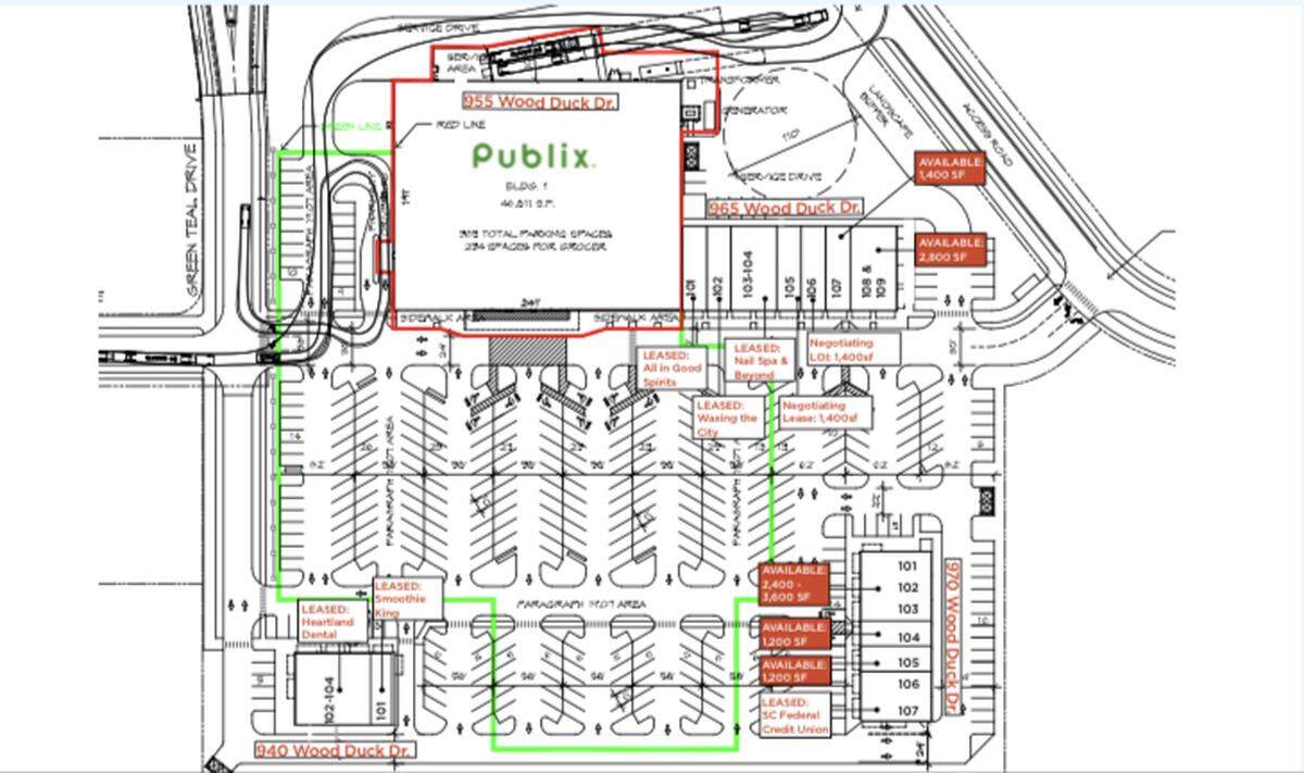 The leasing plan for the new Coventry Marketplace shopping center in Myrtle Beach