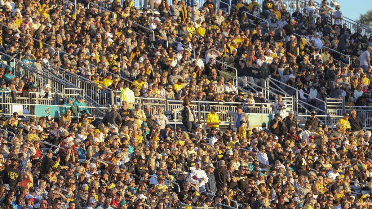 Appalachian State fans watch as the Mountaineers take on Coastal Carolina on Saturday at Brooks Stadium in Conway.