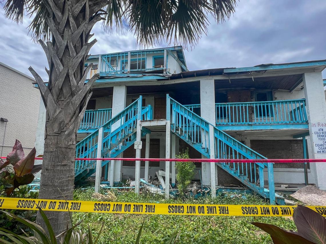 The Coral Sands Motel near Third Avenue North in Myrtle Beach, SC is being demolished after a years-long investigation by the Myrtle Beach Police Department into illegal activity at the motel. It has since been closed and the property sold. A section of Ocean Boulevard was closed as workers clear the site. Monday, May 19, 2025.