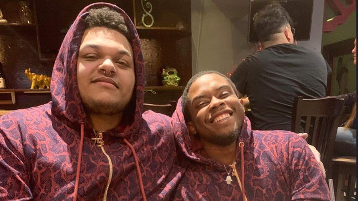 Starquan Washington, right, is shown at Christmas with his cousin, Matt Glenn. Washington was shot and killed outside a Myrtle Beach area bar Wednesday morning.