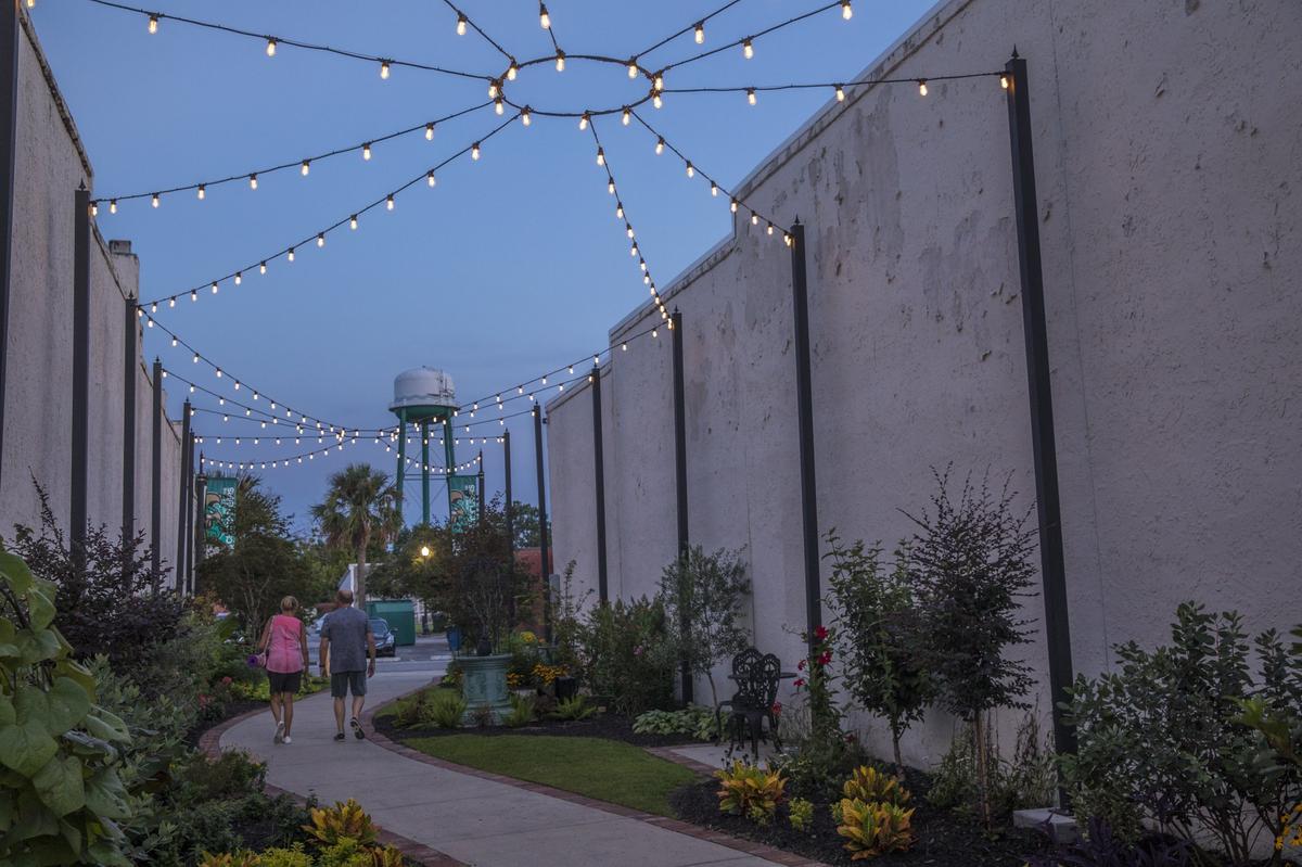 An alleyway off Third Avenue in Conway has been lit and landscaped in order to provide for a more vibrant downtown atmosphere. Aug, 16 2018.