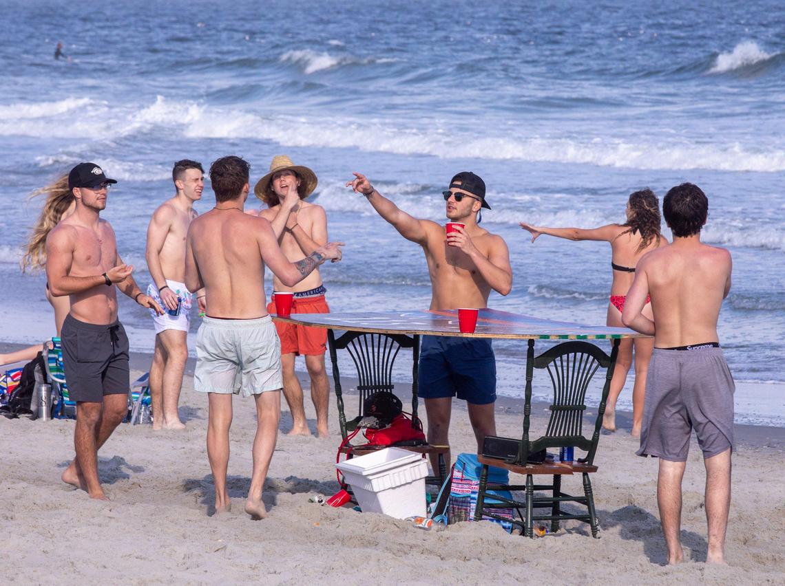 With government officials warning people to take caution and self quarantine, over a hundred college students were partying on 65th Avenue North in Myrtle Beach on Thursday. March 19, 2020.