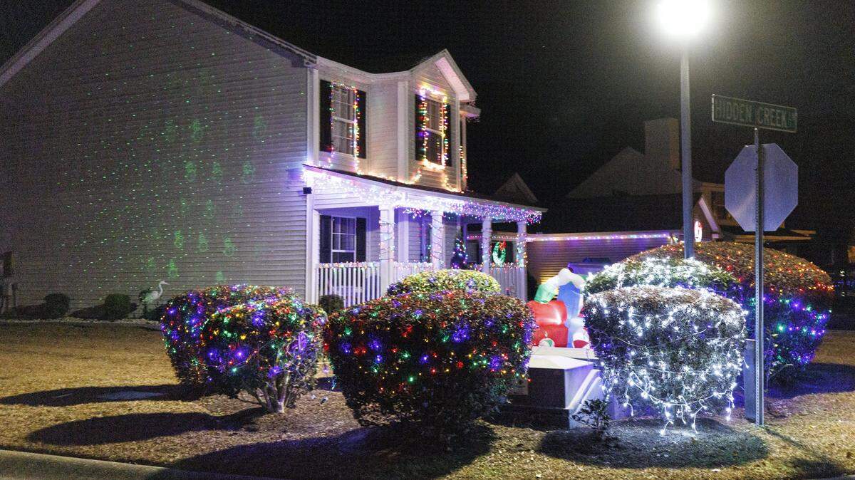 Christmas lights decorate homes in Carolina Forest area communities. Dec. 13, 2024.