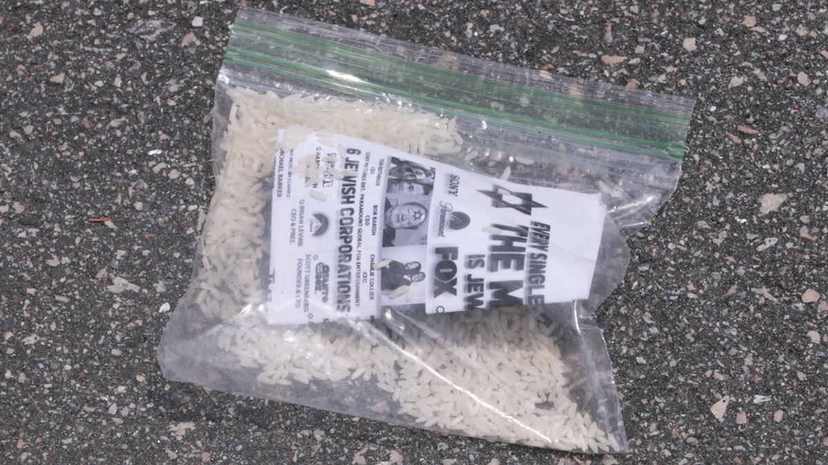 Antisemitic propaganda in a baggie filled with rice found in Carolina Forest neighborhood.