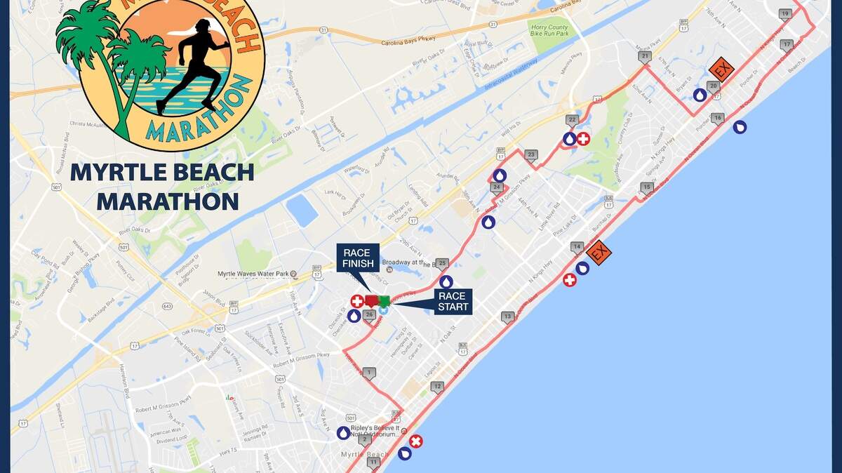 The Myrtle Beach Marathon will close numerous roads in Myrtle Beach on Saturday.