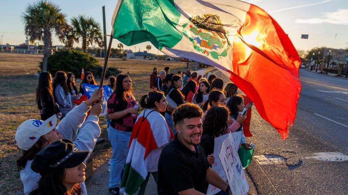 Dozens of Latino protesters gathered on the corner of 9th Avenue North and Kings Highway in Myrtle Beach in February to speak out against President Donald Trump’s recent crackdown on illegal immigration.
