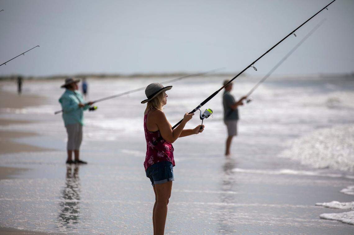 The South Carolina Department of Natural Resources with the help of volunteers put on a surf fishing clinic at Huntington Beach State Park on Thursday. July 14, 2022.