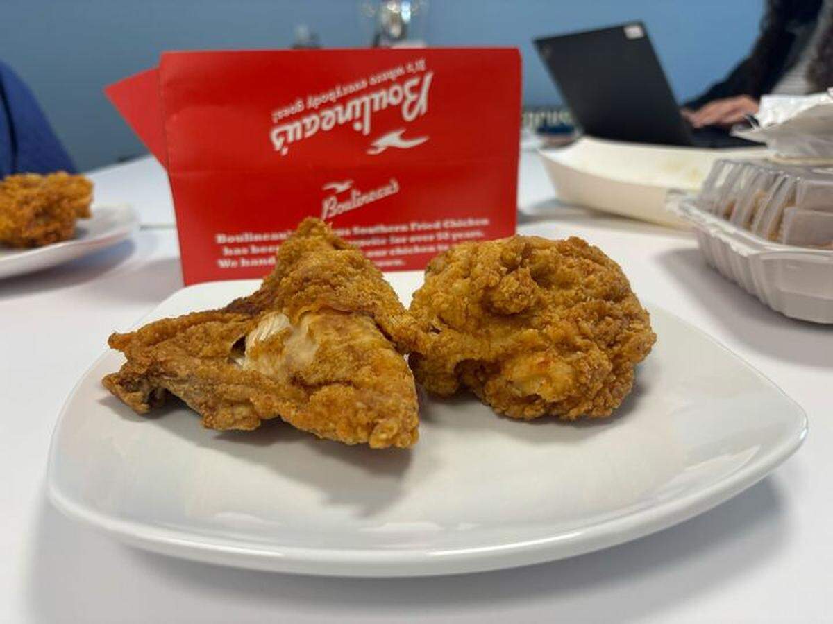 Boulineau’s Foods fried chicken tied with Food Lion but the store’s exceptional deli bumped it up a spot above the Southern chain.