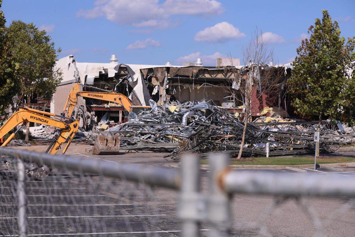 Parts of the building at Broadway at the Beach that formerly housed AMC CLASSIC Broadway 16 were demolished as of Tuesday.