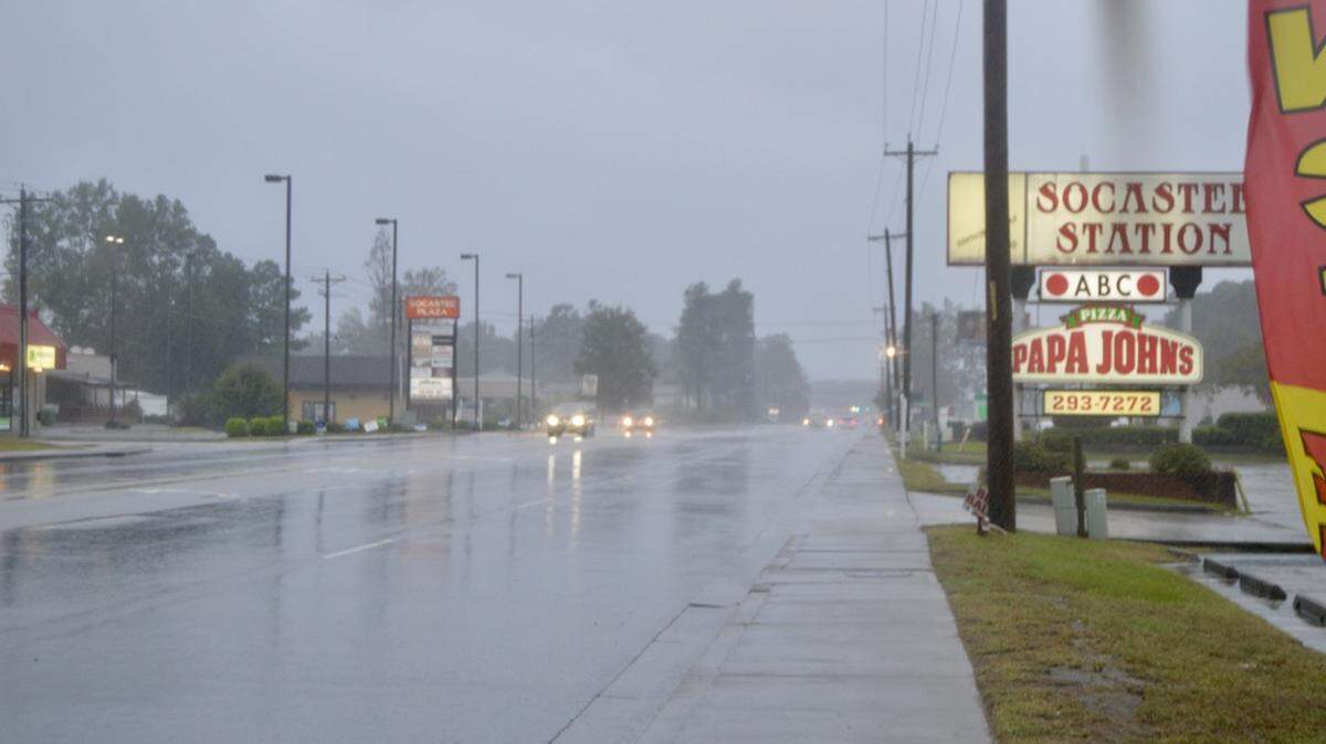 Socastee Boulevard is not flooded as of Friday morning and drivers are still making their way down the road in both directions.