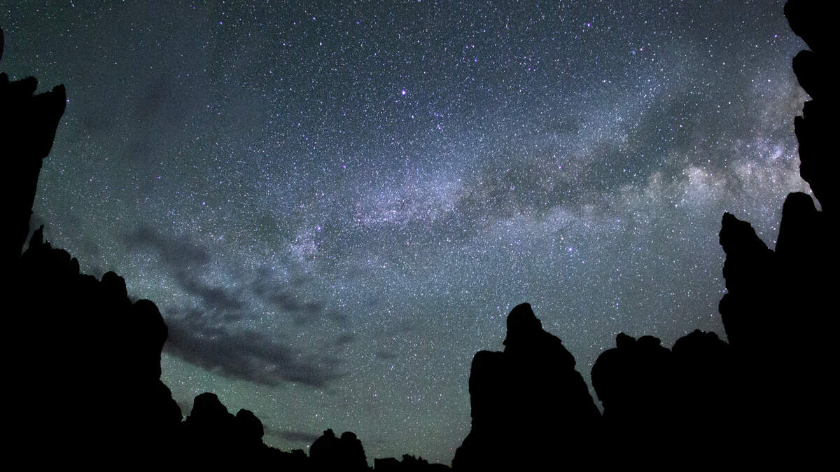 The Milky Way galaxy is seen above the Doll House in this National Park Service photo from Canyonlands National Park in Utah.