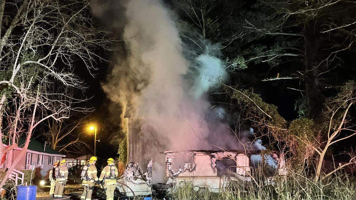 One person was injured after a fire in Little River damaged a camper and barn. This fire is under control and is under investigation. Dec. 26, 2022.